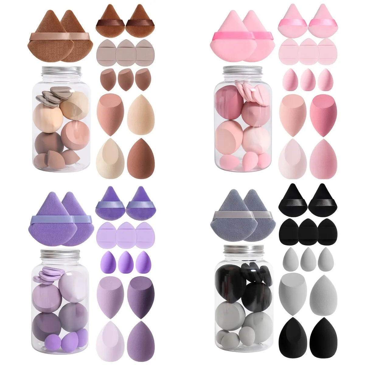 14Pc Makeup Sponge Set with Storage Jar, Velvet Beauty Blenders, Makeup Sponge Finger Puff, Foundation Cosmetic Puffs